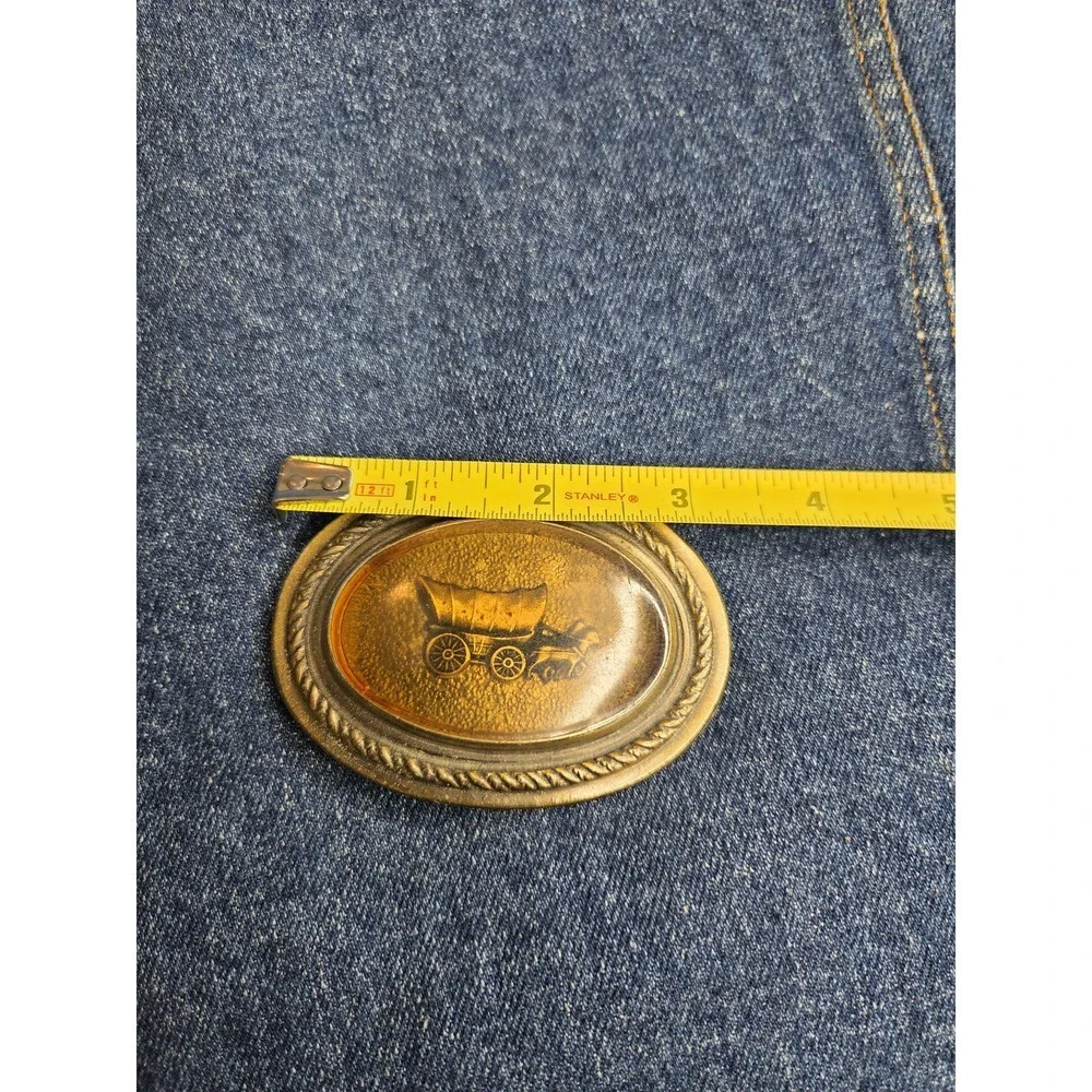 Vintage Western Wagon Brass Belt Buckle - Embedded Wagon Rare Find